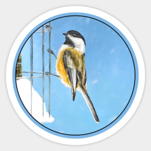 Chickadee on Feeder Sticker